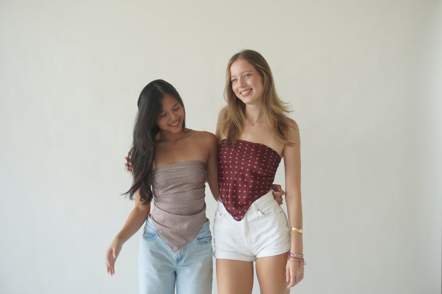 Grey & Pink Stripe Bandana Top