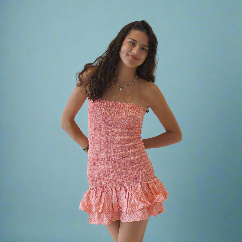 Orange Ruched Dress