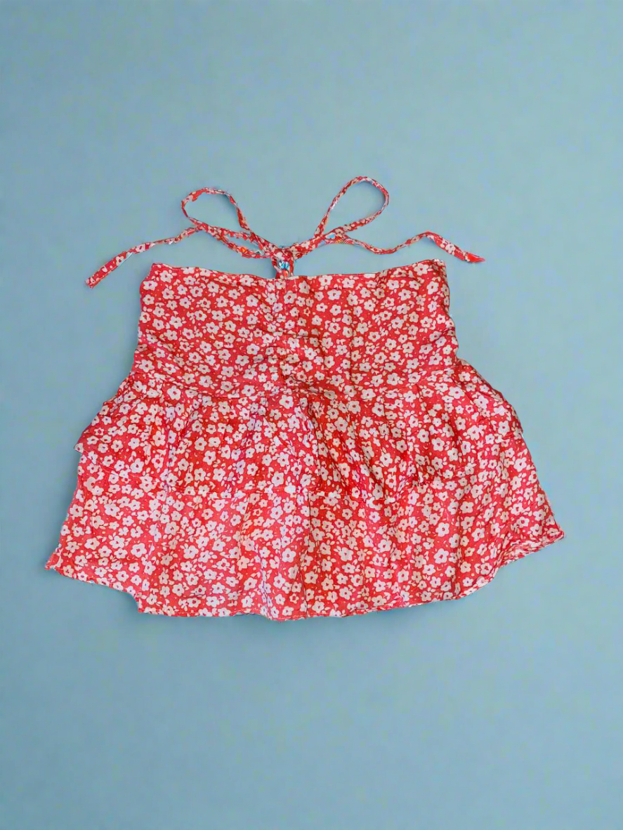 Ruffle Tie Top Orange