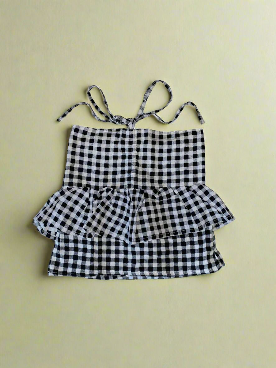 Ruffle Tie Top Black