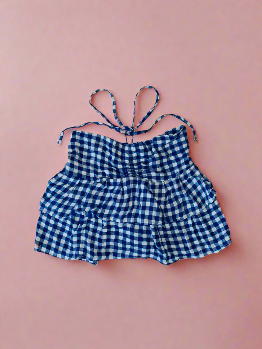 Ruffle Tie Top Blue