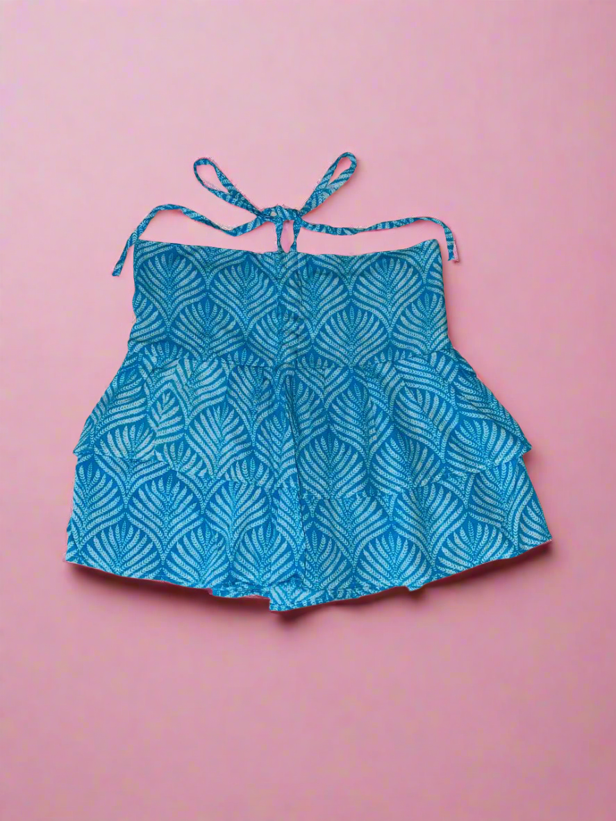 Ruffle Tie Top Blue