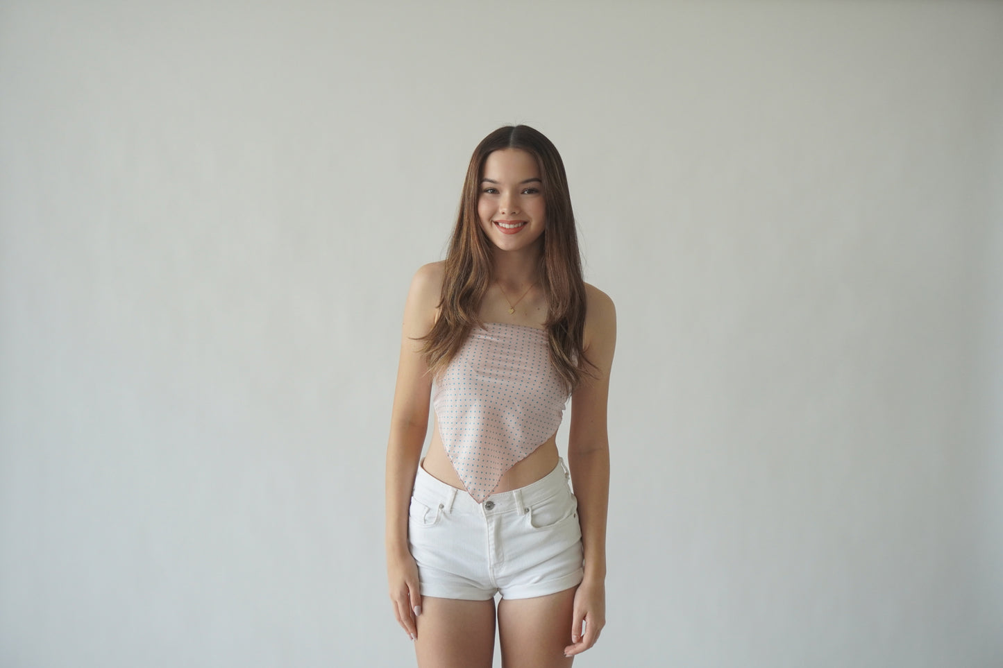 Pink polka dot bandana top