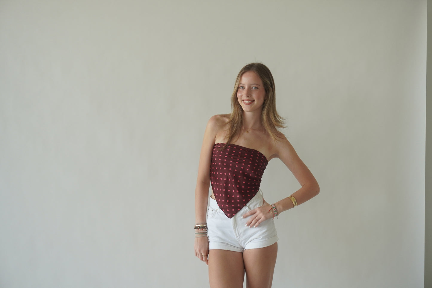 Maroon Polka dot bandana top
