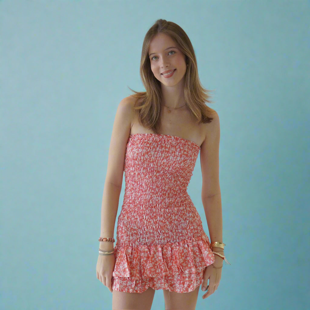 Orange Ruched Dress