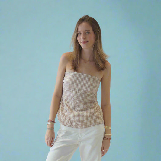 Tie Back Top Beige