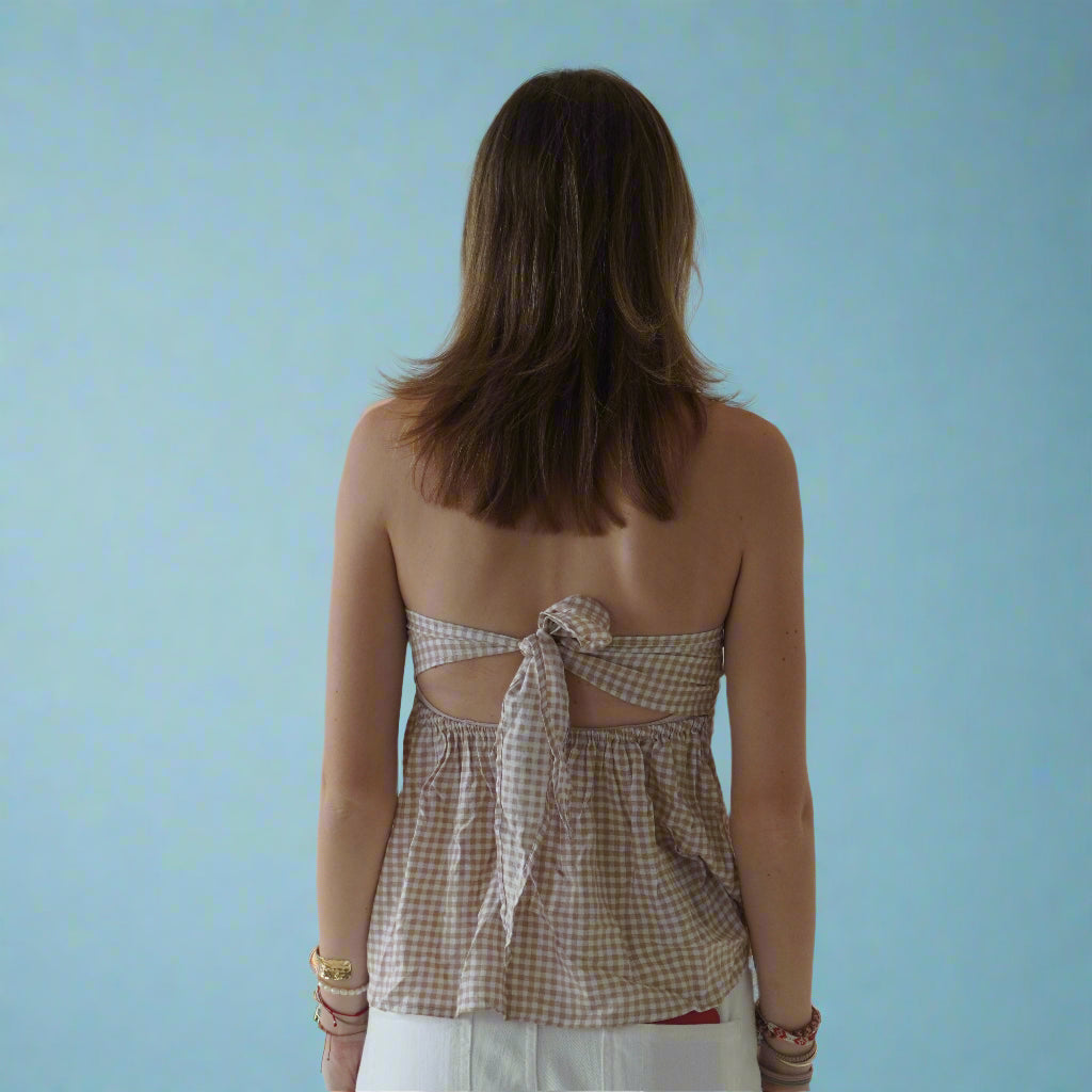 Tie Back Top Beige