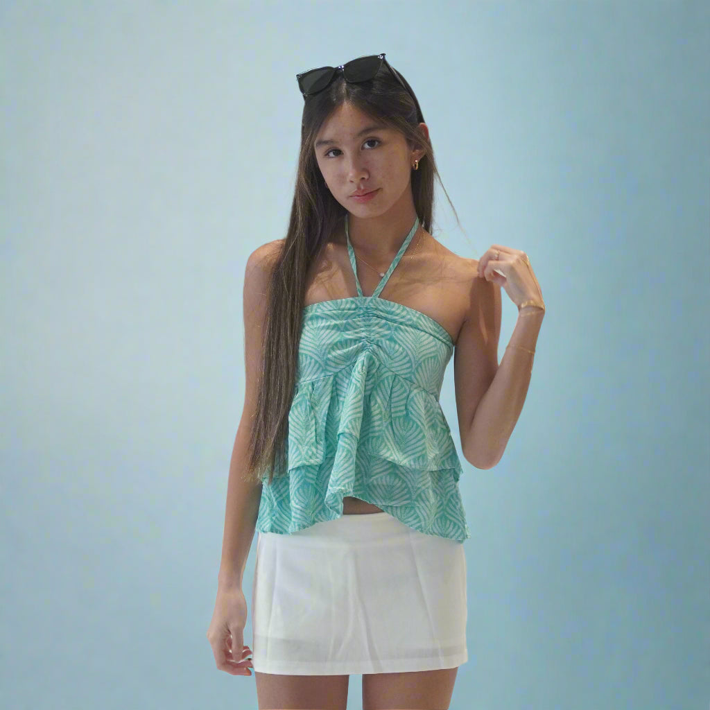 Ruffle Tie Top Green