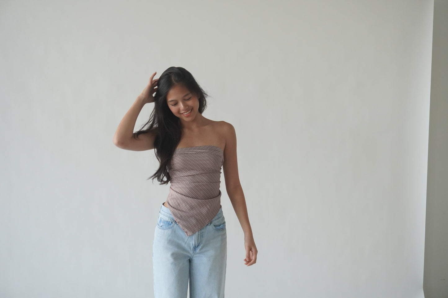 Grey & Pink Stripe Bandana Top