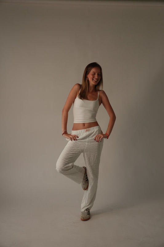 Everyday Pants in White Eyelet