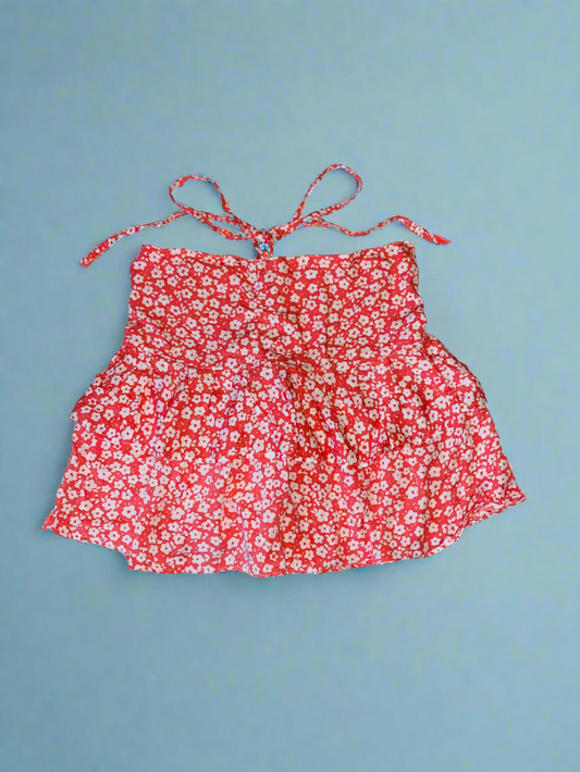 Ruffle Tie Top Orange